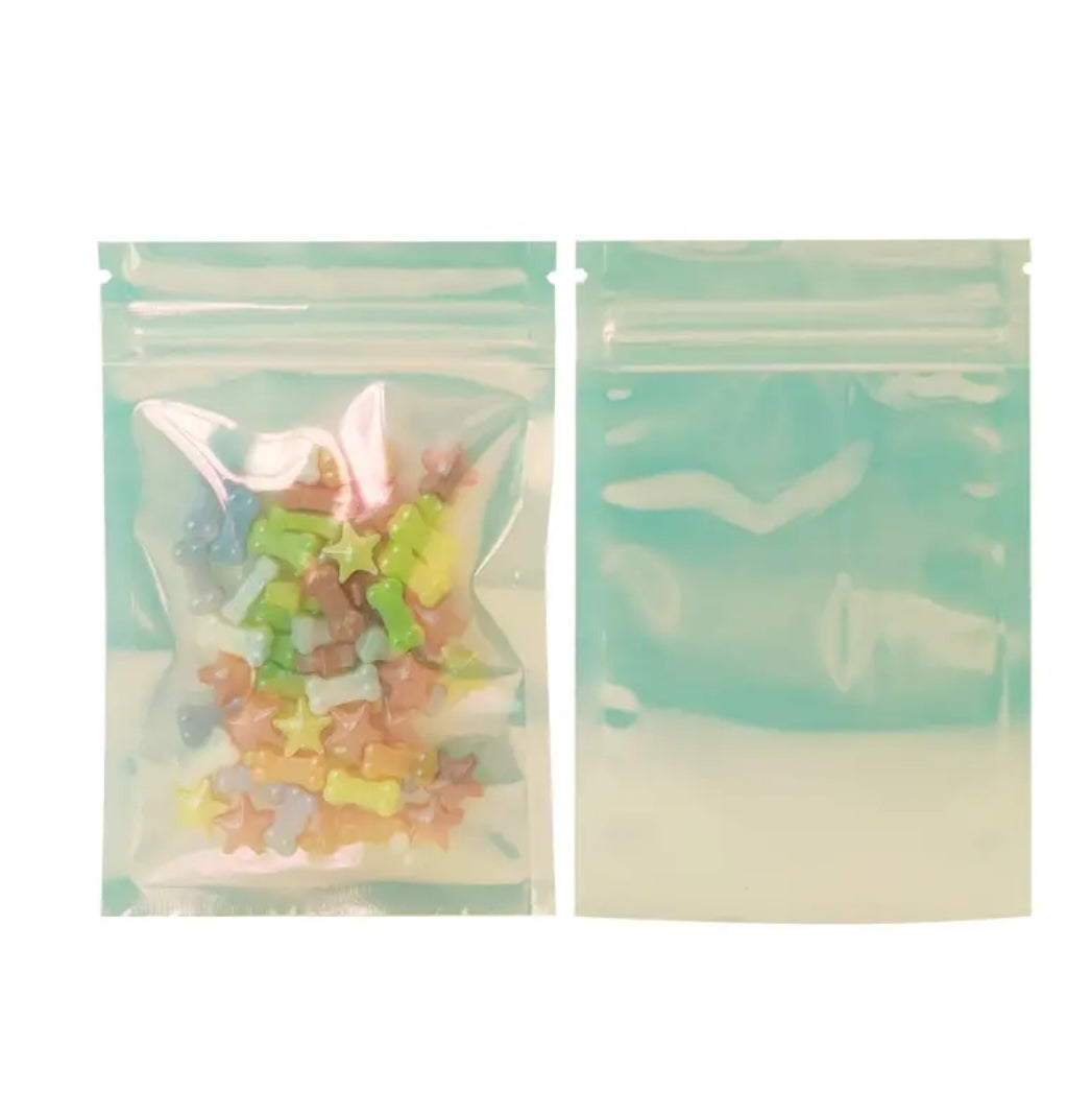 Green holo bolsitas con zipper 4x6in