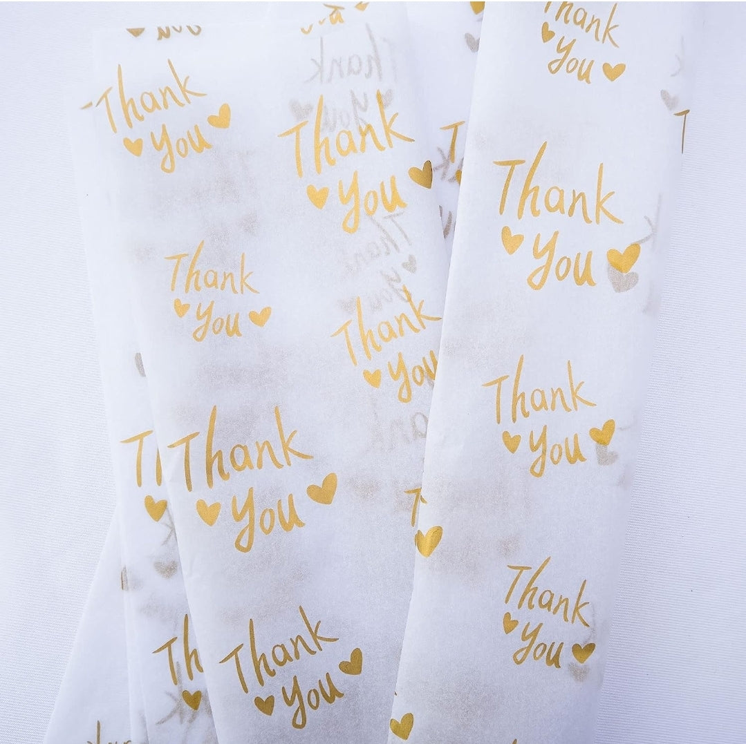 Thank You White and gold tissue paper 20x14in