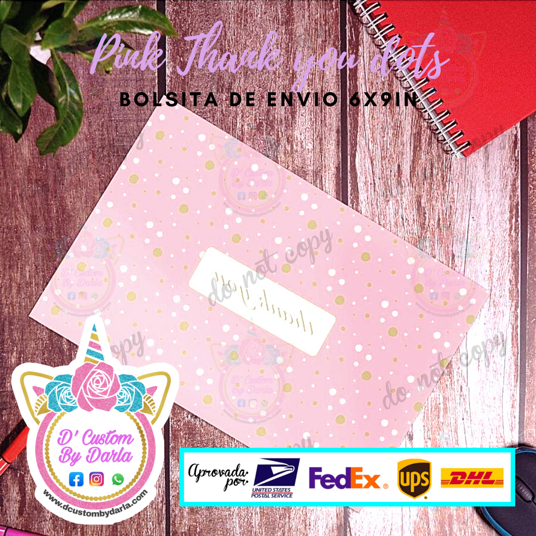 Pink thank you dots 6x9in