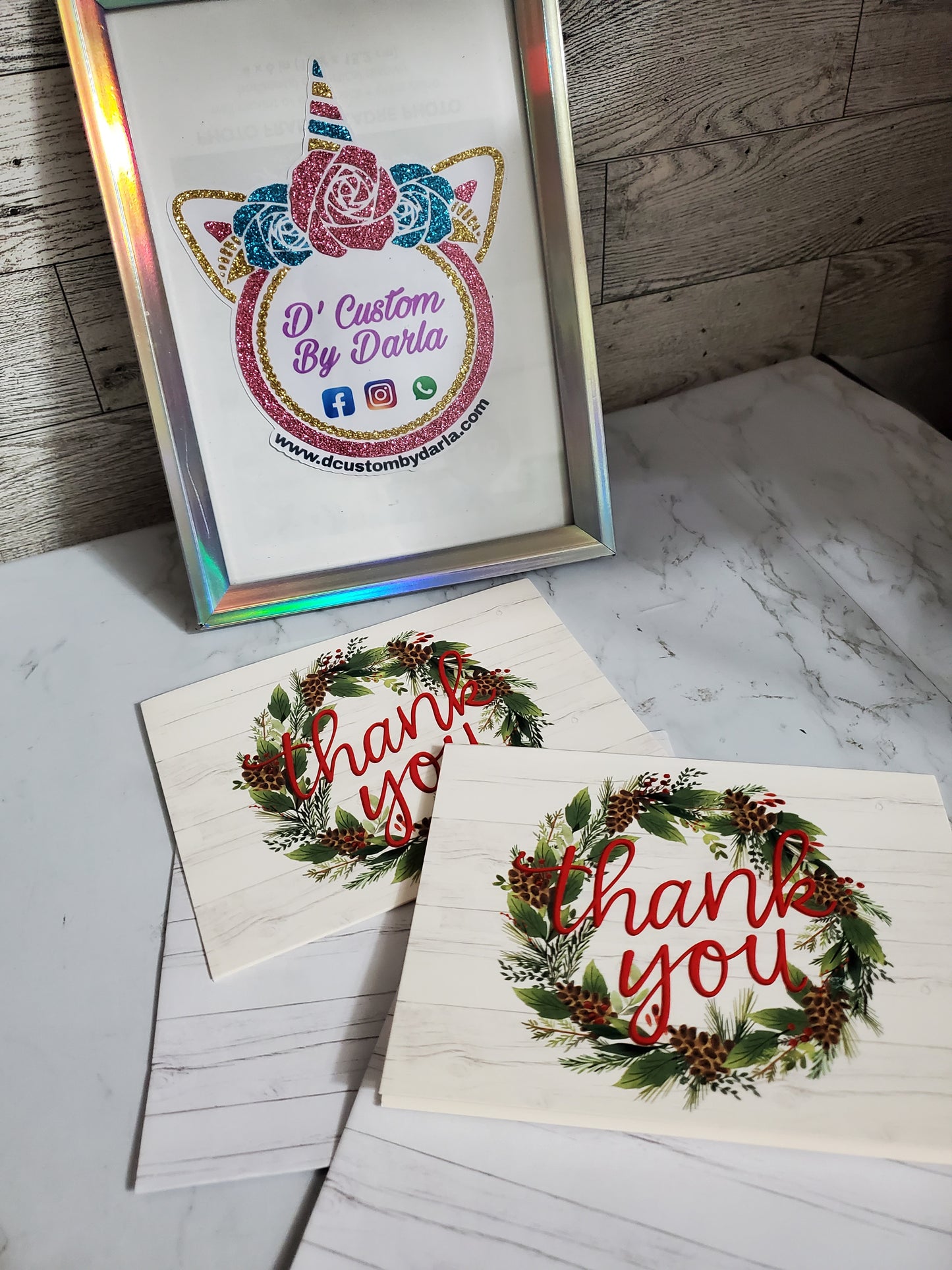 Postales thank you/ corona navidad en blanco