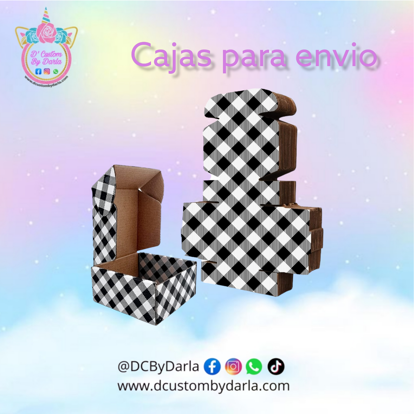 Caja black plaided 4x4x2in