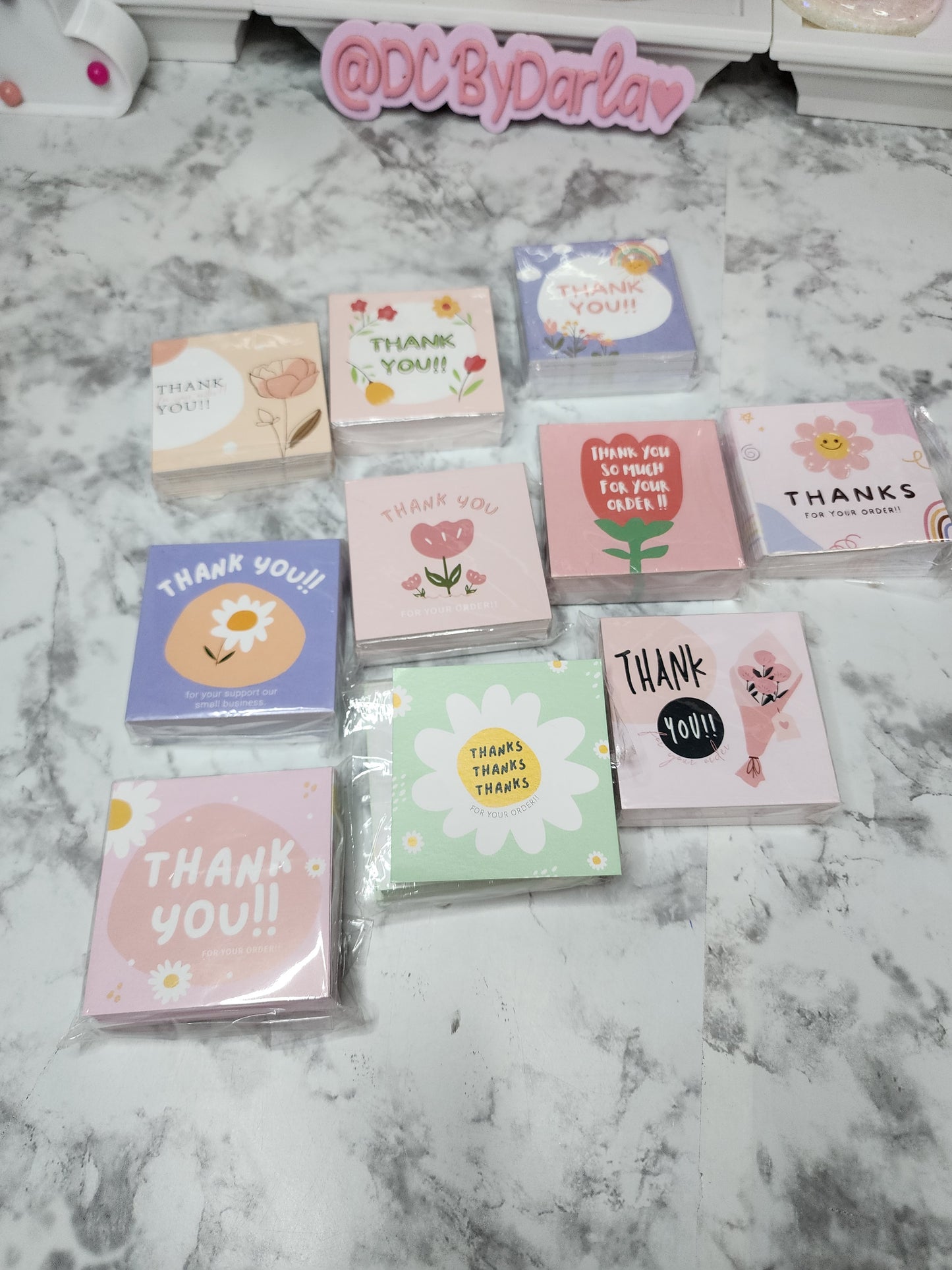 Girly flower thank you card