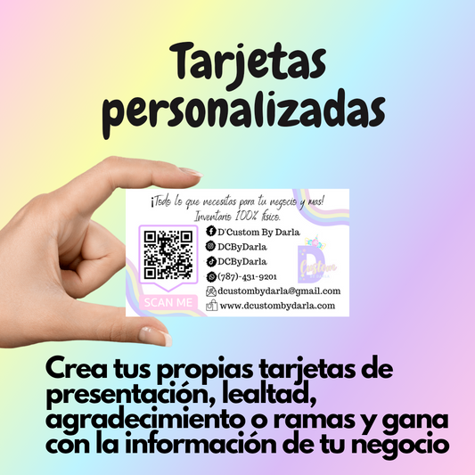 Custom Cards (presentacion, lealtad, ageadecimiento, raspa y gana) PUEDE ELEGIR MATERIAL