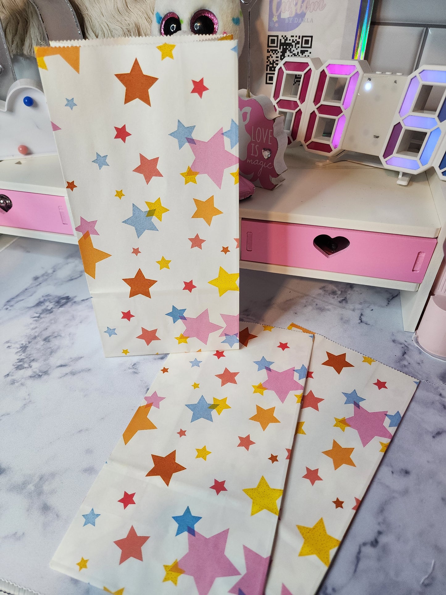 Rainbow stars paper bag 5x11x3in (10pcs)