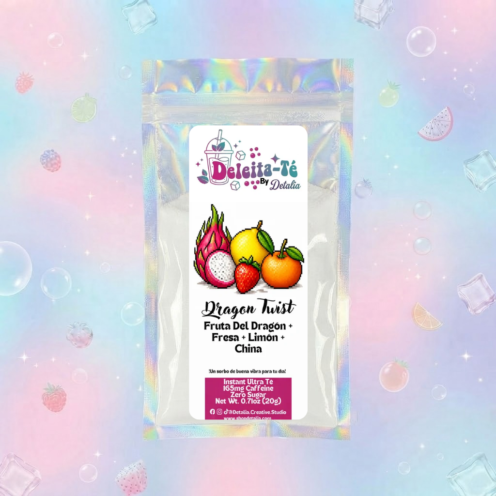 Dragon Twist: Fruta Del Dragón + Fresa + Limón + China (Porción individual) Instant Ultra Té – Deleita-Té By Detalia