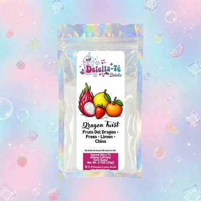 Dragon Twist: Fruta Del Dragón + Fresa + Limón + China (Porción individual) Instant Ultra Té – Deleita-Té By Detalia