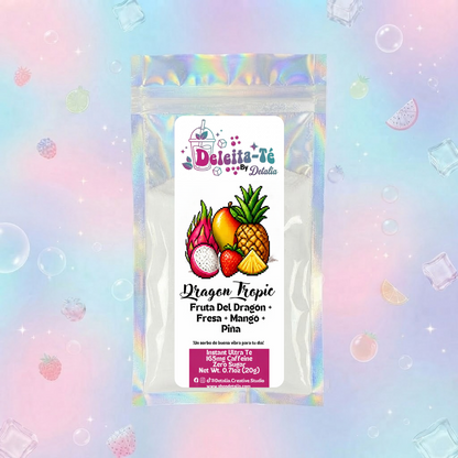 Dragon Tropic: Fruta Del Dragón + Fresa + Mangó + Piña (Porción individual) Instant Ultra Té – Deleita-Té By Detalia