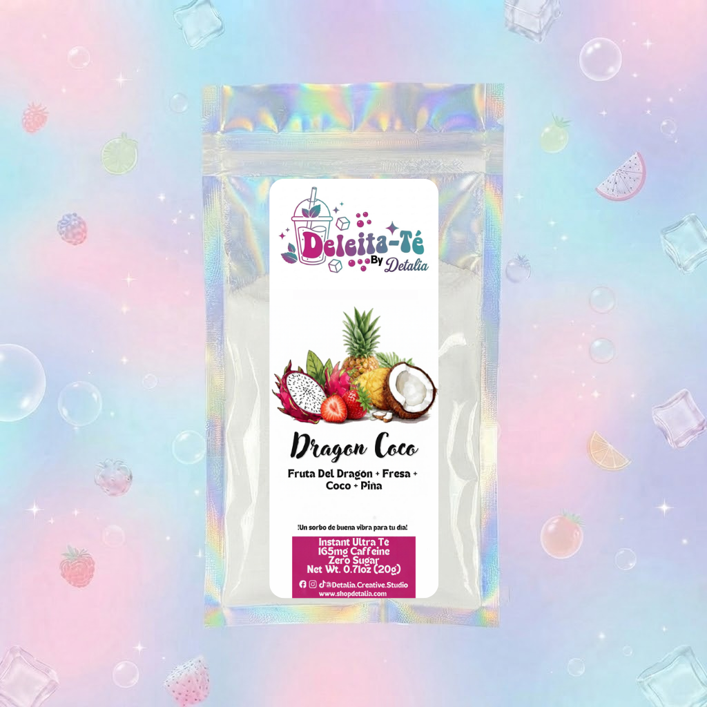 Dragon Coco: Fruta Del Dragón + Fresa + Coco + Piña (Porción individual) Instant Ultra Té – Deleita-Té By Detalia
