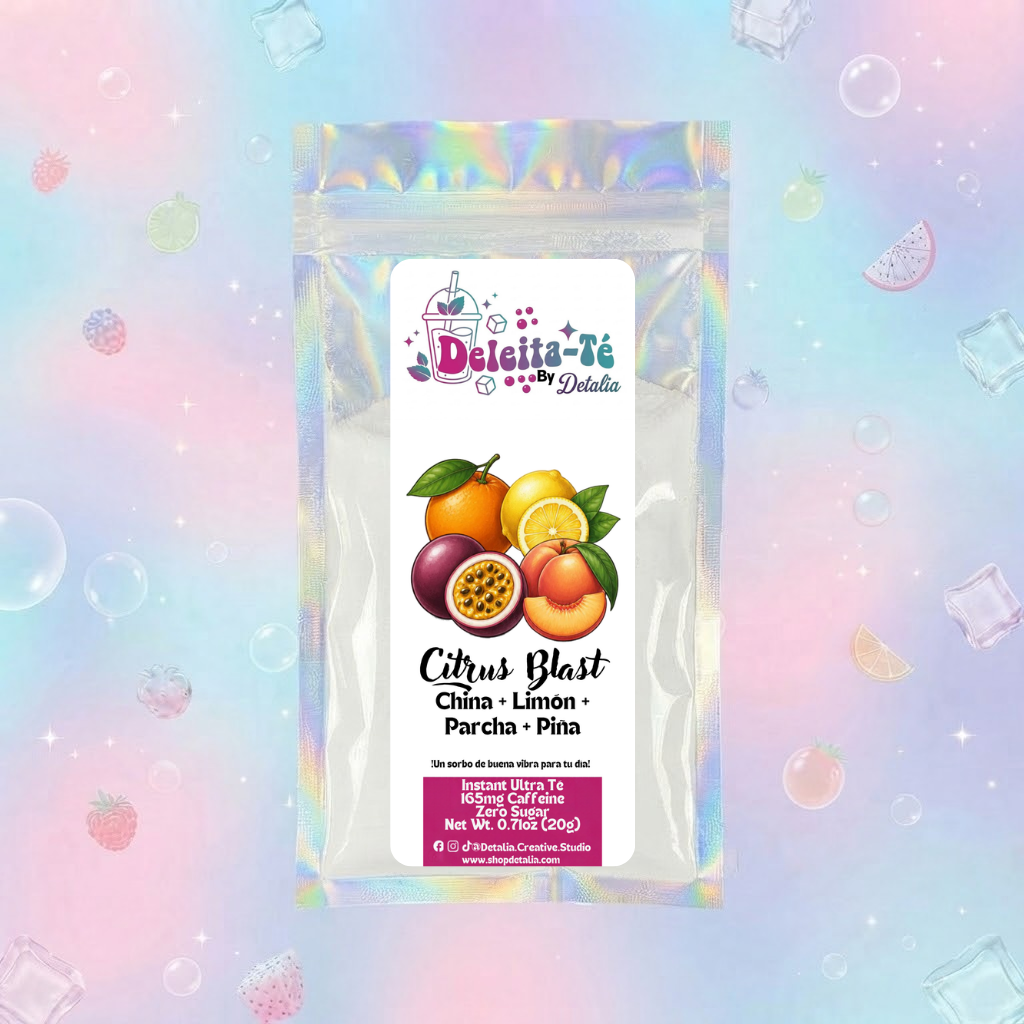Citrus Blast: China + Limón + Parcha + Melocotón (Porción individual) Instant Ultra Té – Deleita-Té By Detalia