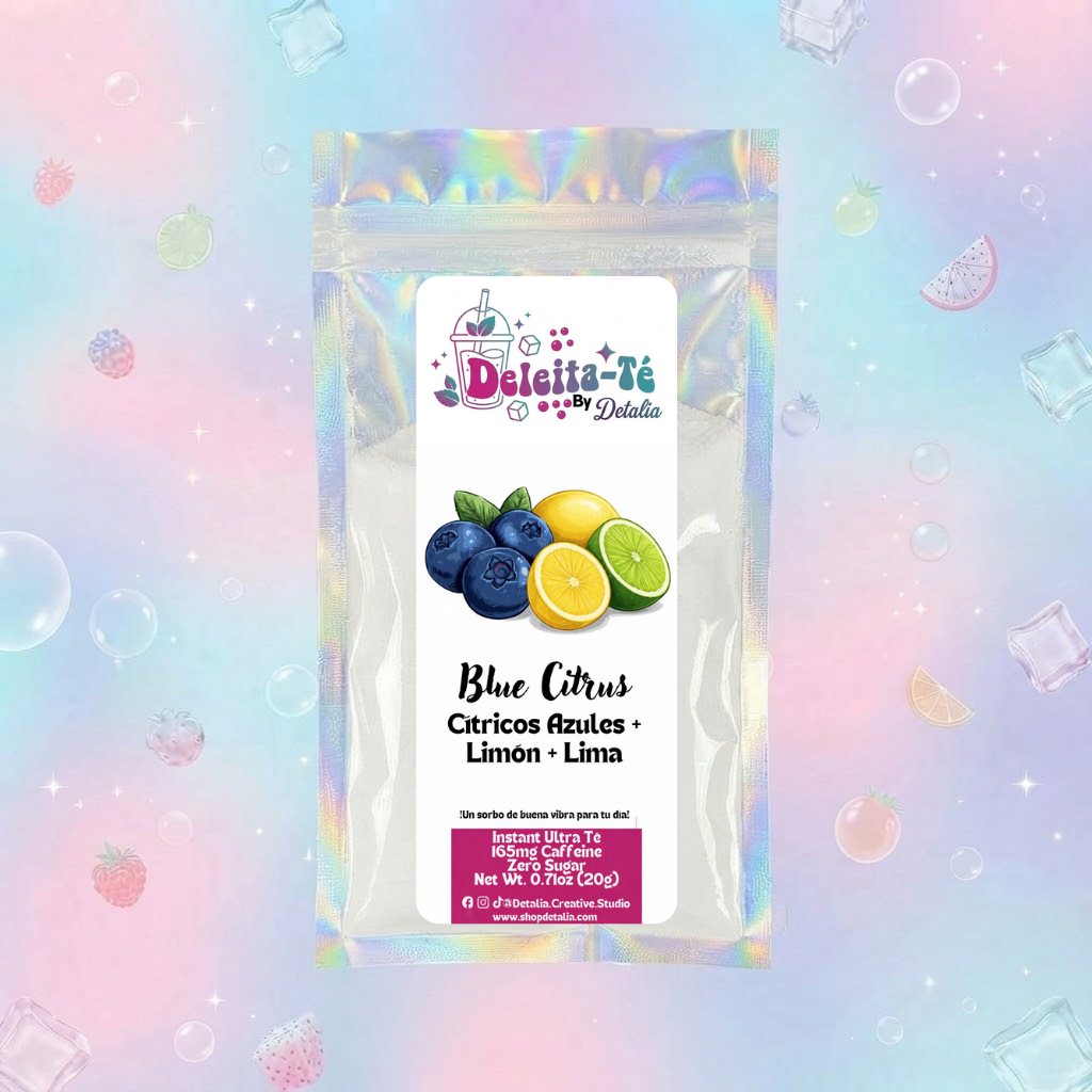 Blue Citrus: Cítricos Azules + Limón + Lima (Porción individual) Instant Ultra Té – Deleita-Té By Detalia