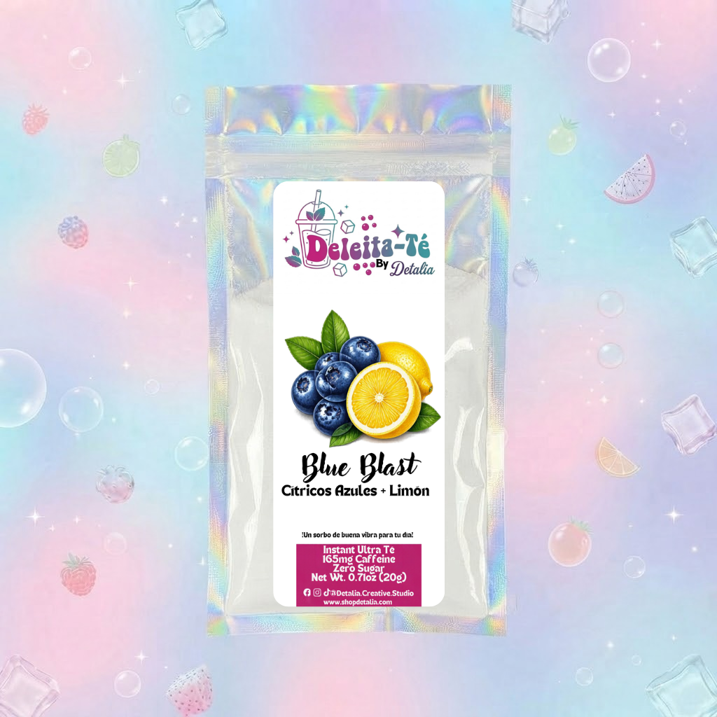 Blue Blast: Cítricos Azules + Limón (Porción individual) Instant Ultra Té – Deleita-Té By Detalia