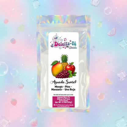 Aguada Sunset: Mangó + Piña + Manzana + Uva Roja (Porción individual) Instant Ultra Té – Deleita-Té By Detalia