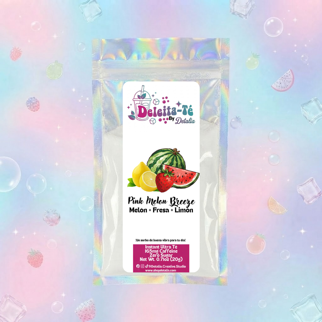 Pink Melon Breeze: Melón + Fresa + Limón (Porción individual) Instant Ultra Té – Deleita-Té By Detalia