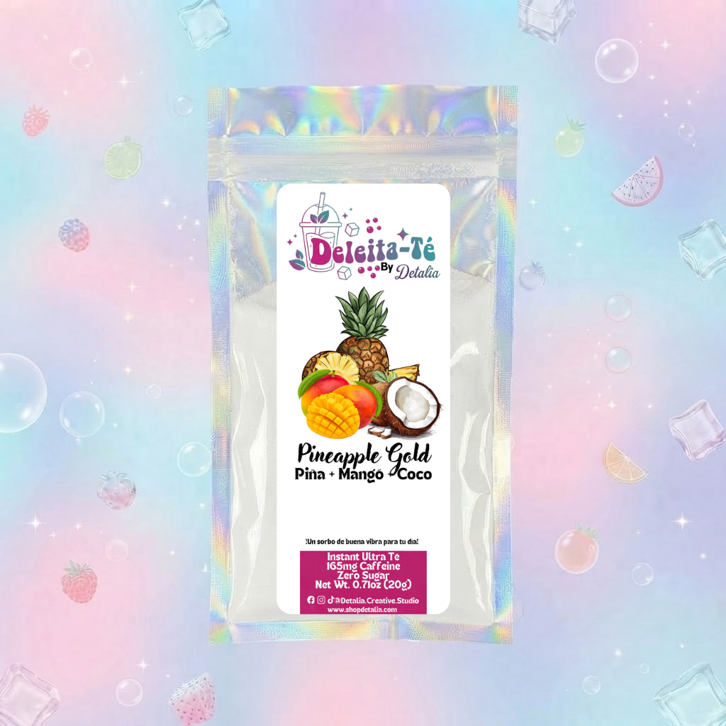 Pineapple Gold: Piña + Mangó + Coco (Porción individual) Instant Ultra Té – Deleita-Té By Detalia