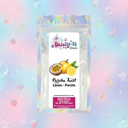 Parcha Twist: Limón + Parcha + Melocotón (Porción individual) Instant Ultra Té – Deleita-Té By Detalia