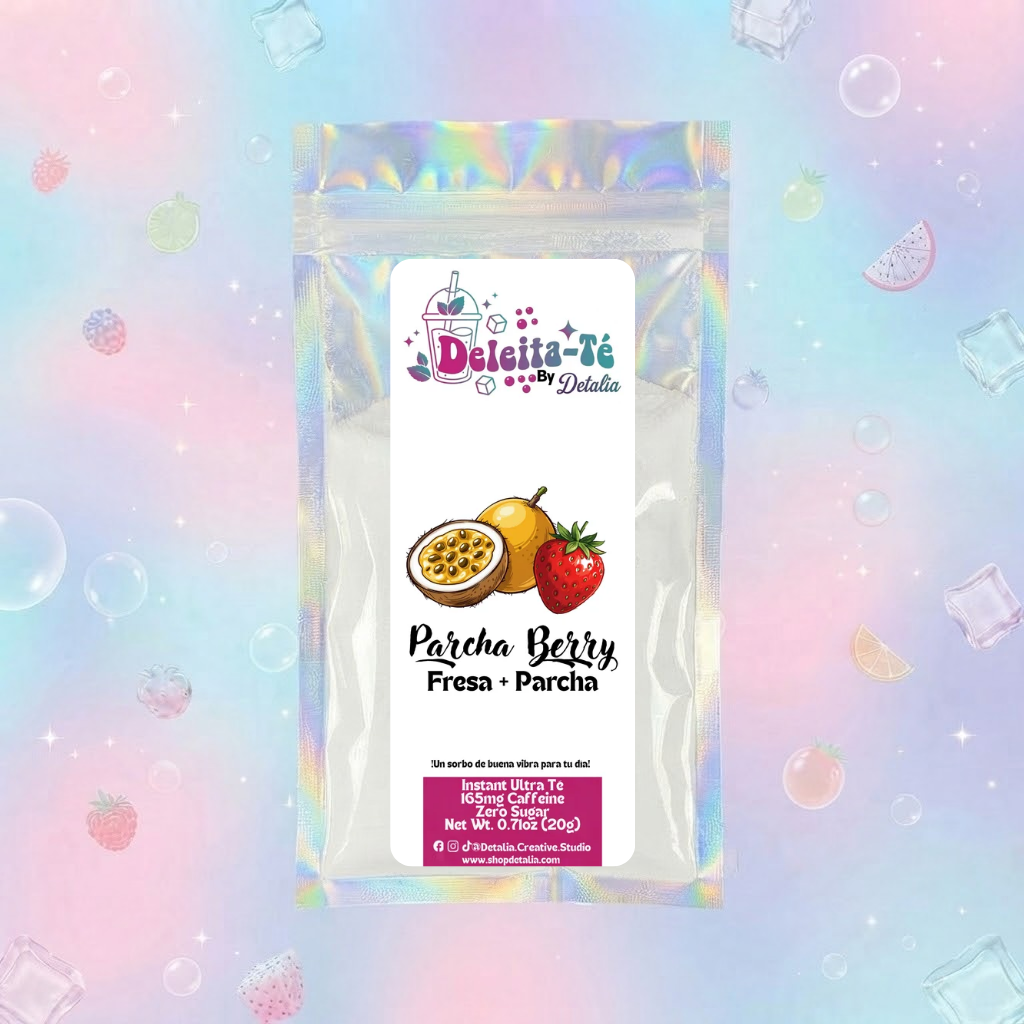 Parcha Berry: Fresa + Parcha + Melocotón (Porción individual) Instant Ultra Té – Deleita-Té By Detalia