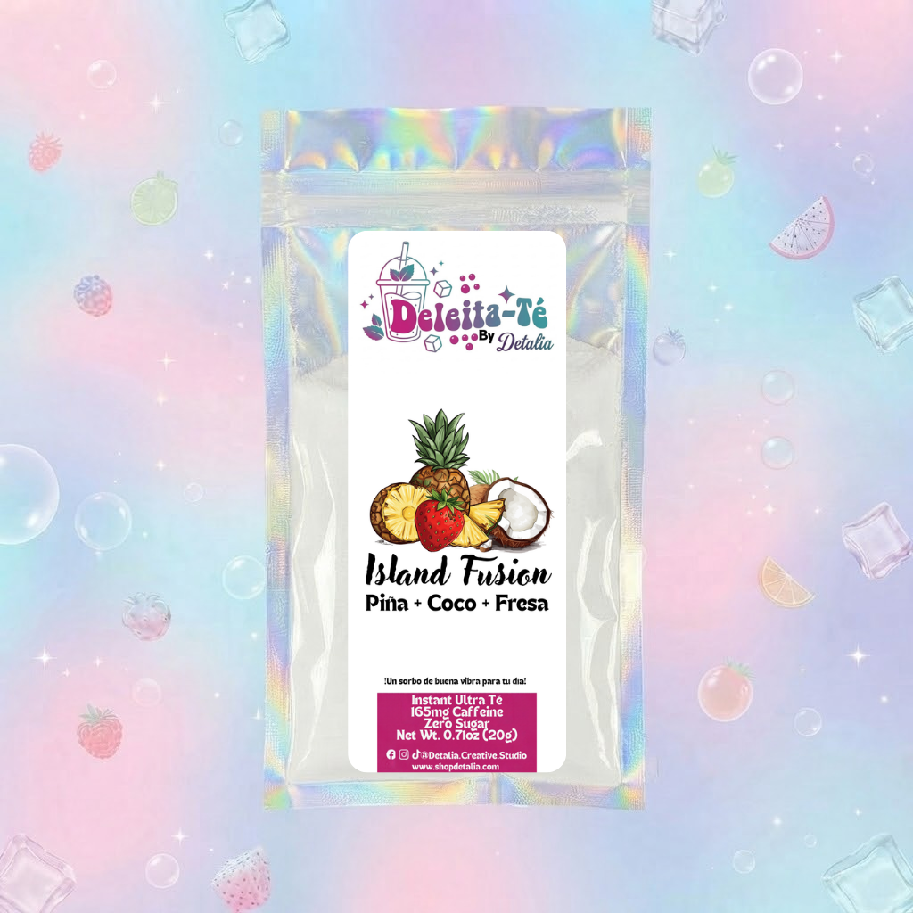 Island Fusion: Piña + Coco + Fresa (Porción individual) Instant Ultra Té – Deleita-Té By Detalia