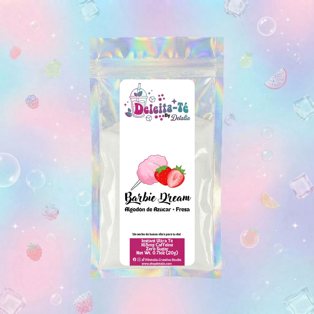 Barbie Dream: Algodón de Azúcar + Fresa (Porción individual) Instant Ultra Té – Deleita-Té By Detalia