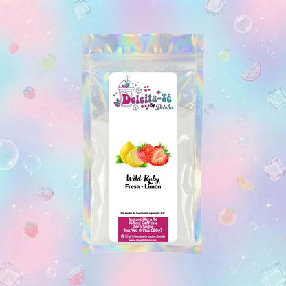 Wild Ruby: Fresa Silvestre + Fresa + Limón (Porción individual) Instant Ultra Té – Deleita-Té By Detalia