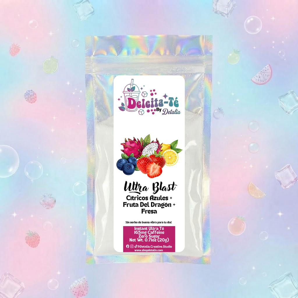 Ultra Blast: Cítricos Azules + Fruta Del Dragón + Fresa (Porción individual) Instant Ultra Té – Deleita-Té By Detalia