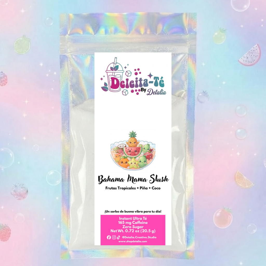 Bahama Mama Slush: Frutas Tropicales + Piña + Coco (Porción individual) Instant Ultra Té – Deleita-Té By Detalia