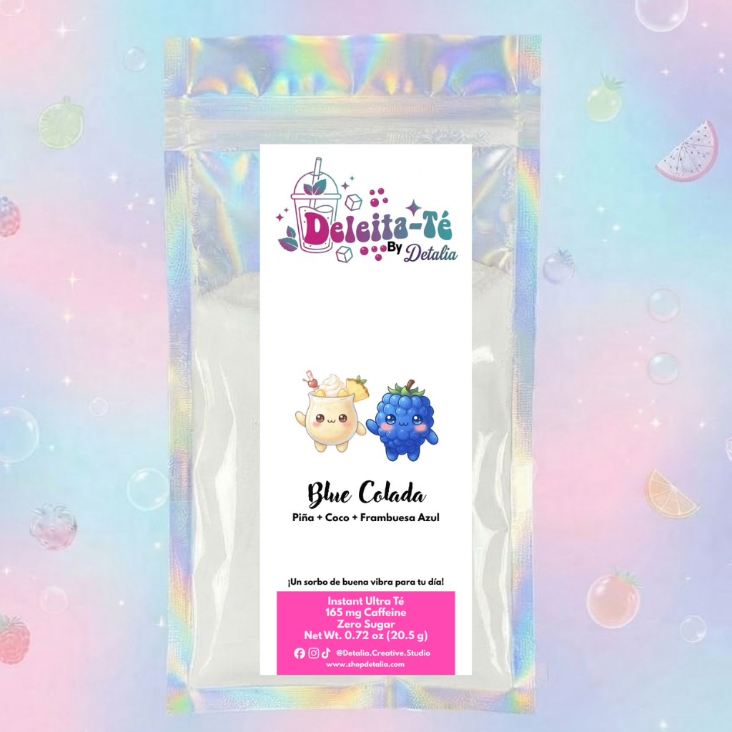 Blue Colada: Piña + Coco + Frambuesa Azul (Porción individual) Instant Ultra Té – Deleita-Té By Detalia