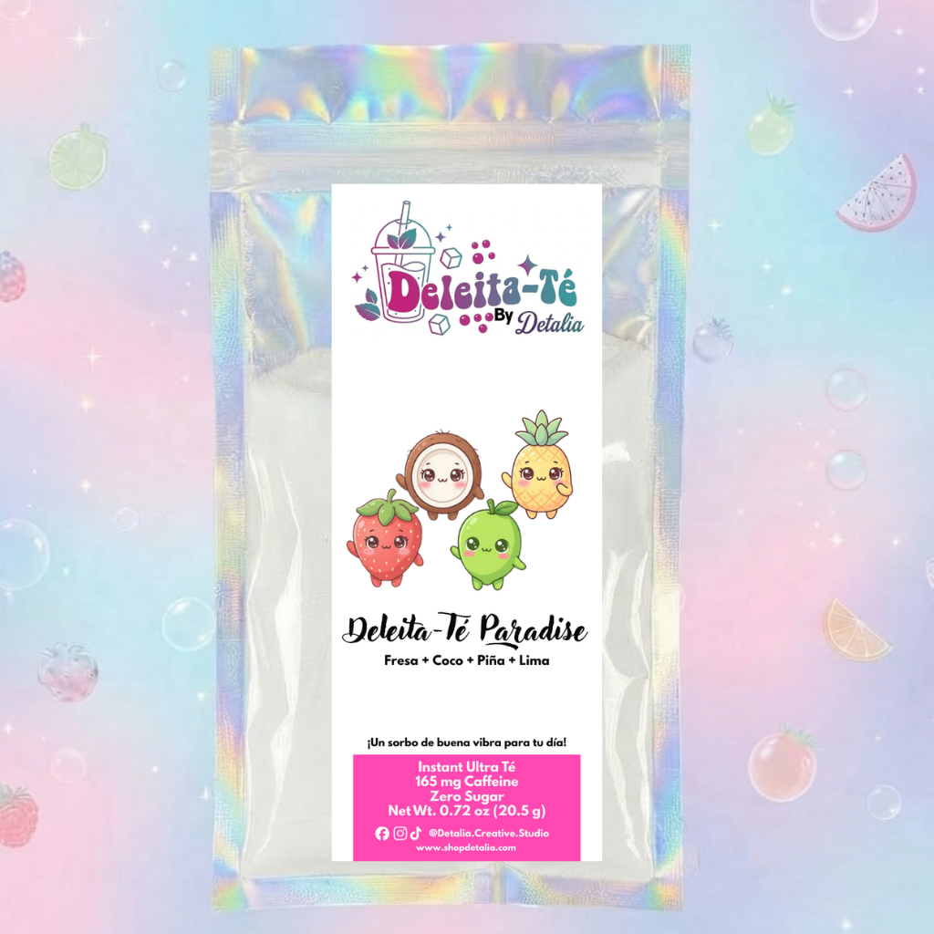 Deleita-Té Paradise: Fresa + Coco + Piña + Lima (Porción individual) Instant Ultra Té – Deleita-Té By Detalia