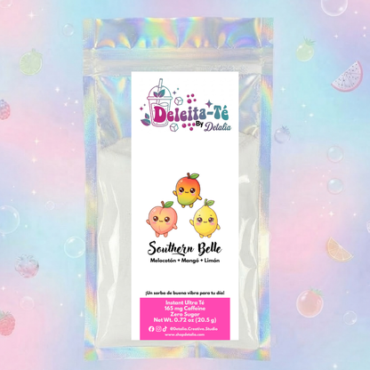 Southern Belle: Melocotón + Mangó + Limón (Porción individual) Instant Ultra Té – Deleita-Té By Detalia
