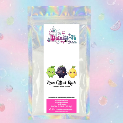 Neon Citrus Rush: Limón + Mora + Lima (Porción individual) Instant Ultra Té – Deleita-Té By Detalia