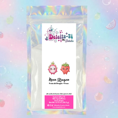 Neon Dragon: Fruta del Dragón + Fresa Concentrada (Porción individual) Instant Ultra Té – Deleita-Té By Detalia