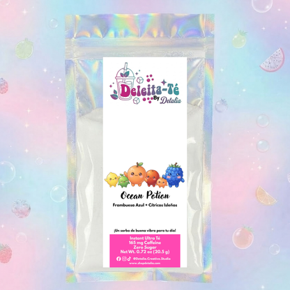 Ocean Potion: Frambuesa Azul + Cítricos Isleños (Porción individual) Instant Ultra Té – Deleita-Té By Detalia