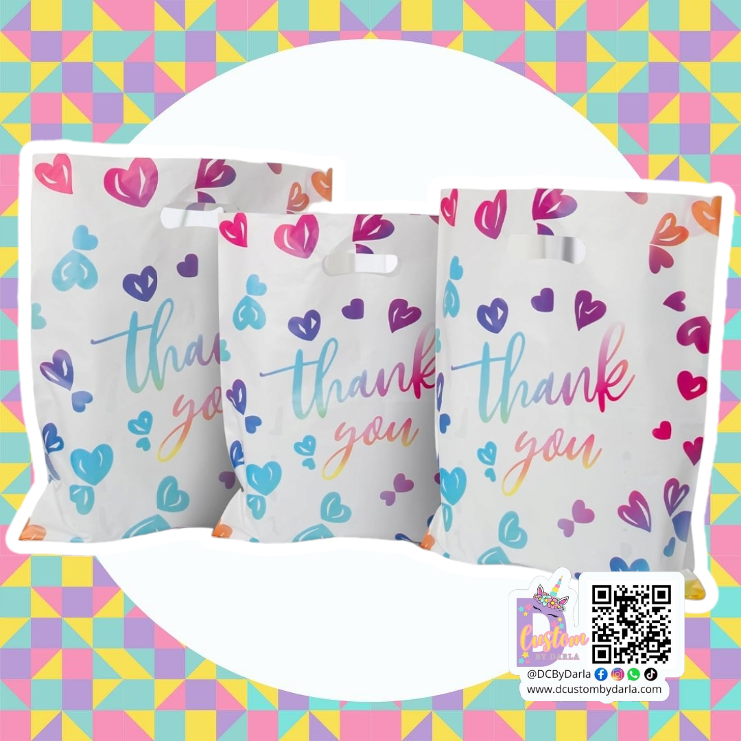 Thank you colorful heart merchandise bag 16x18in