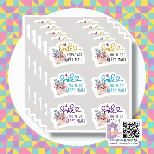 Smile happy mail 1.5in sticker (12pcs)