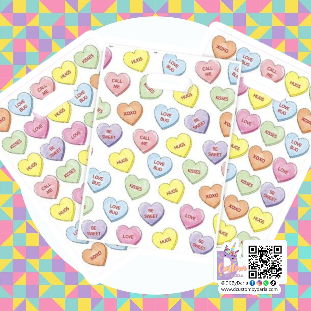 Candy heart  6x10in merch bags