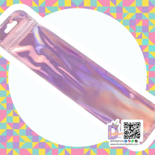 Ziplock pink holo heart 2.4x9in