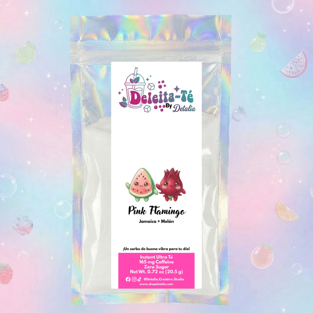 Pink Flamingo: Jamaica + Melón (Porción individual) Instant Ultra Té – Deleita-Té By Detalia
