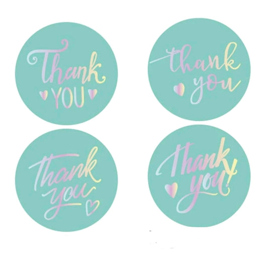 Aqua holo thank you 1in