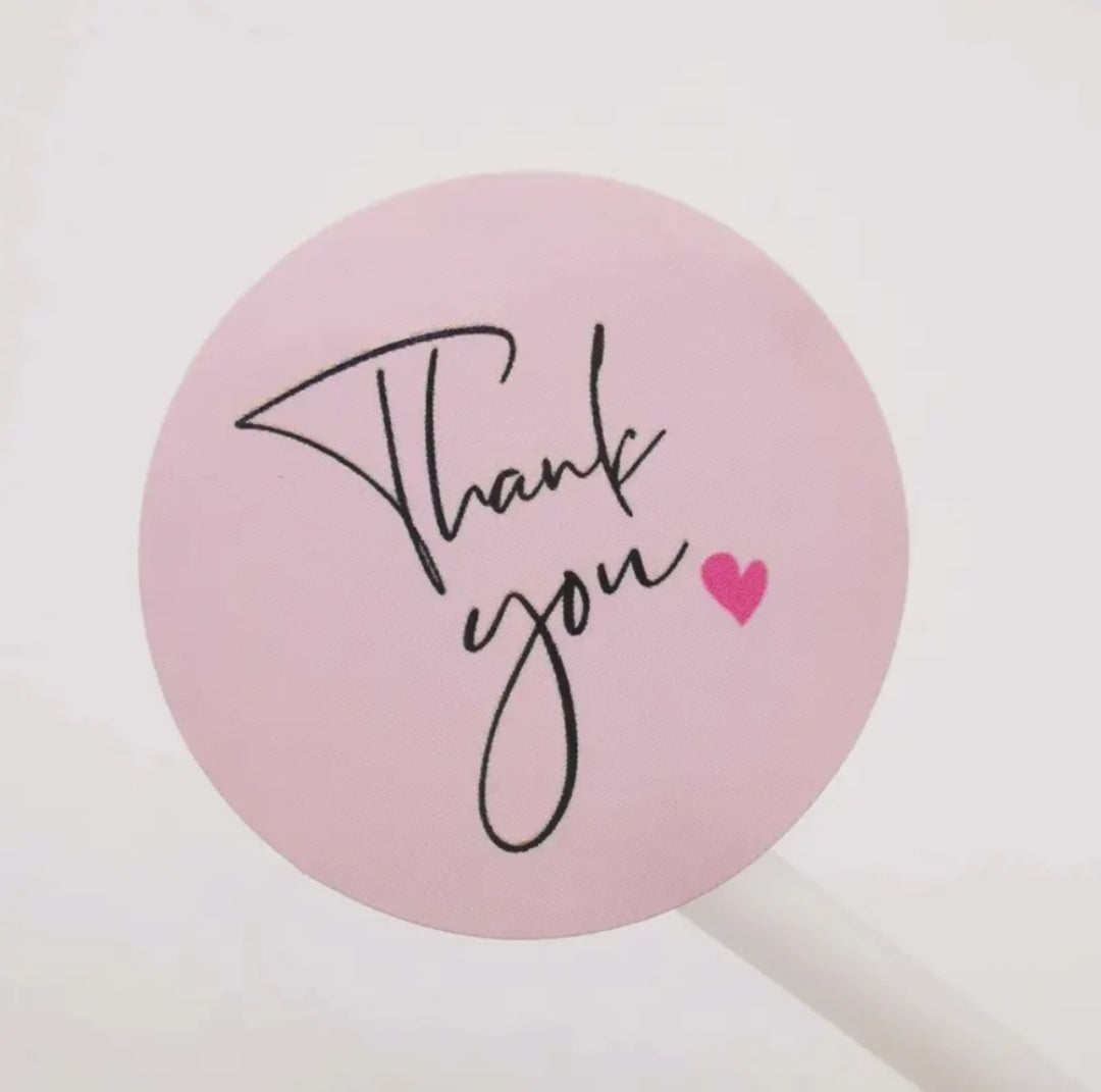 Pretty Pink thank you 1.5in sticker (12pcs)