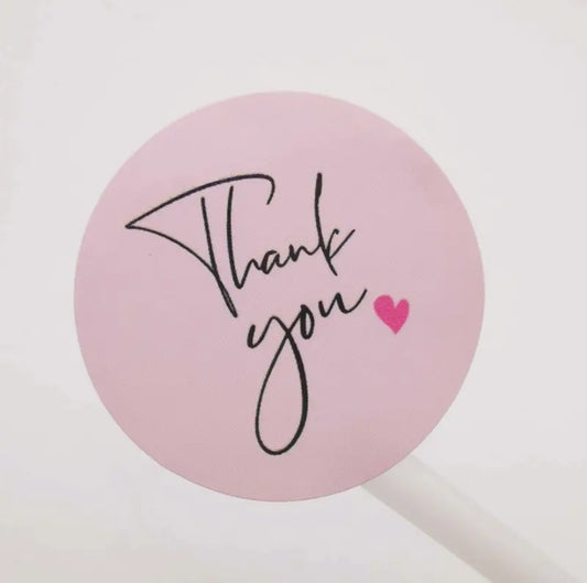 Pretty Pink thank you 1.5in sticker (12pcs)