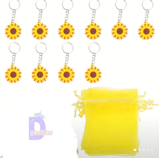 Girasol  Keychain (icada llavrto incluye su bolsa en organza )
