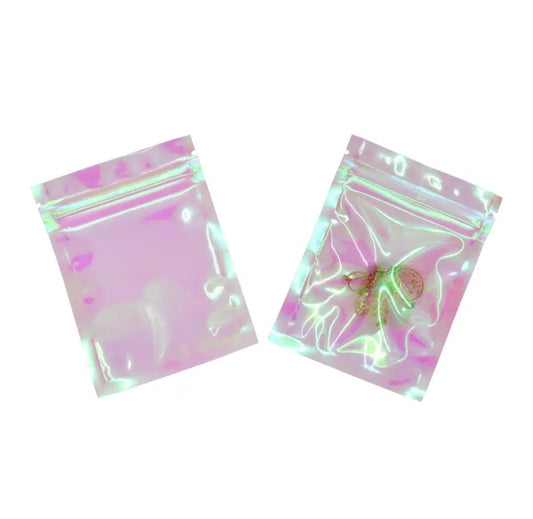 Holo clear pink ziplock 3x4in (10pcs)