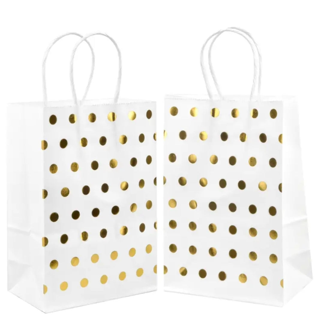 Gold dots shopping bag 4x9x2in