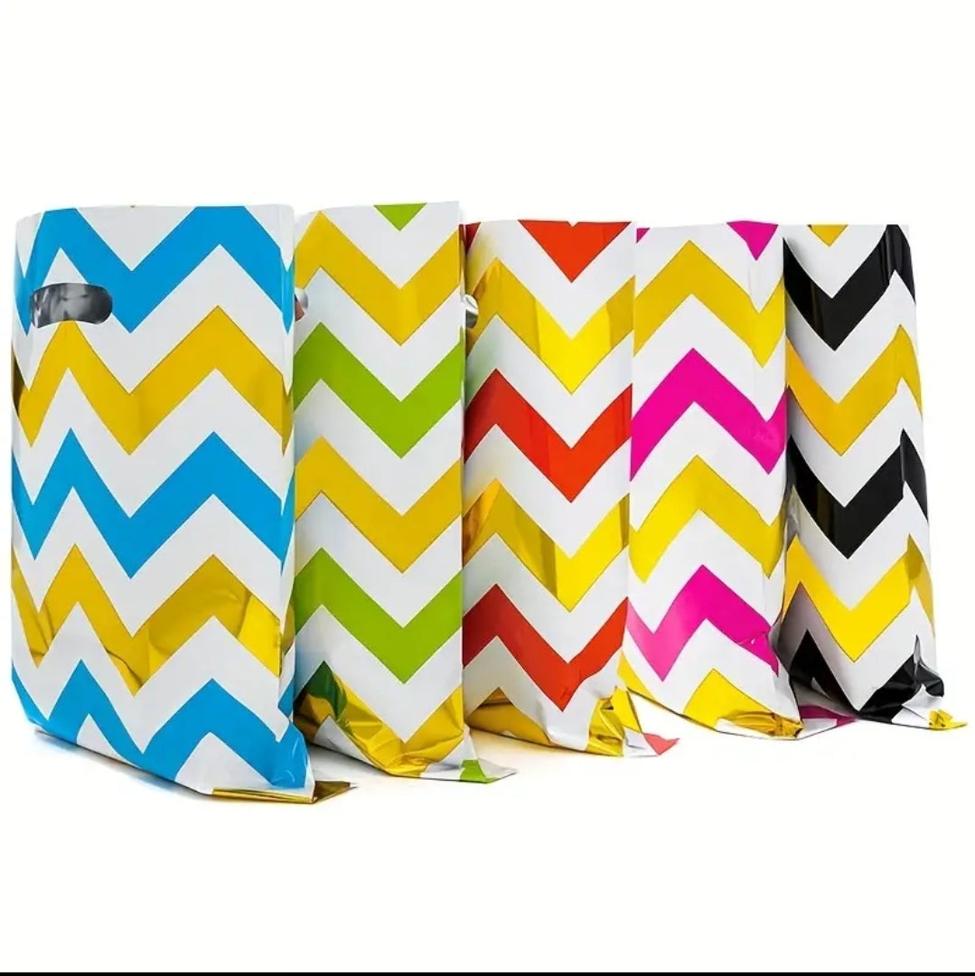Zigzag mix metalic 6x10in merch bags