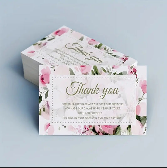 Pink roses thank you card