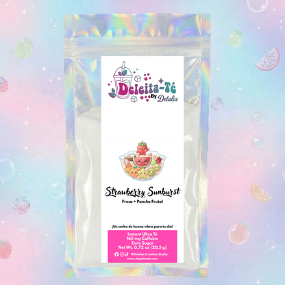 Strawberry Sunburst: Fresa + Ponche Frutal (Porción individual) Instant Ultra Té – Deleita-Té By Detalia