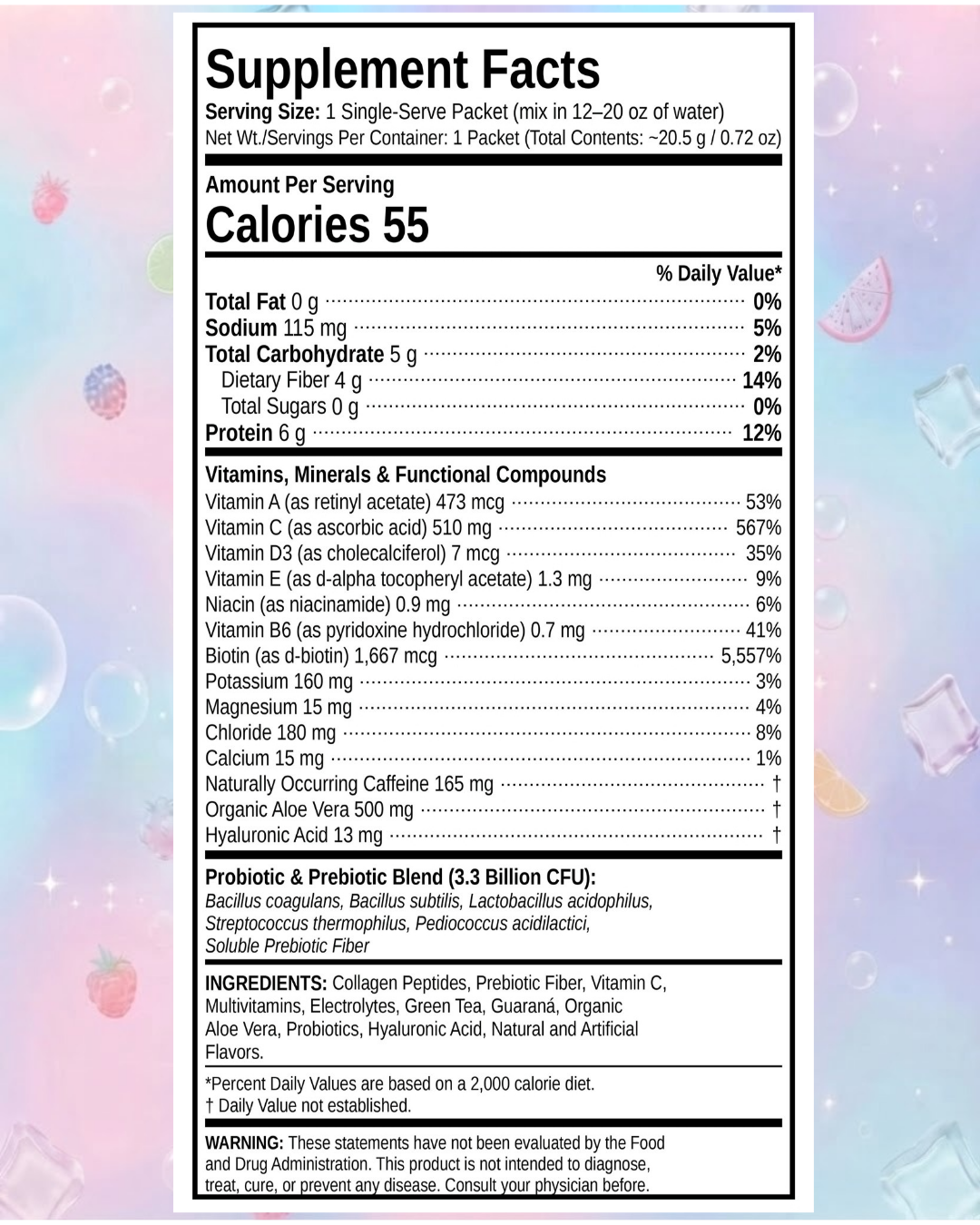 Tabla nutricional – Instant Ultra Té