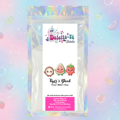 Tiger's Blood: Fresa + Melón + Coco (Porción individual) Instant Ultra Té – Deleita-Té By Detalia