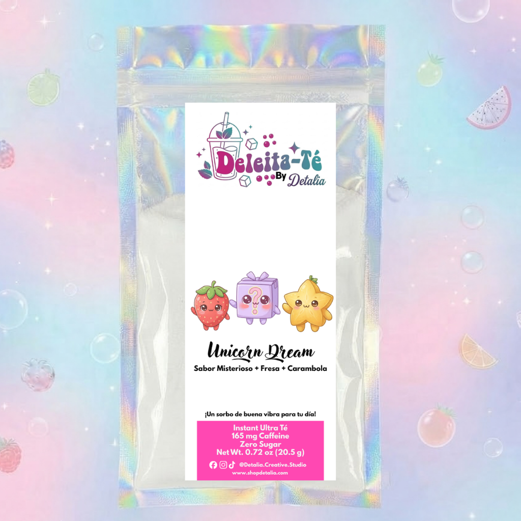 Unicorn Dream: Sabor Misterioso + Fresa + Carambola (Porción individual) Instant Ultra Té – Deleita-Té By Detalia
