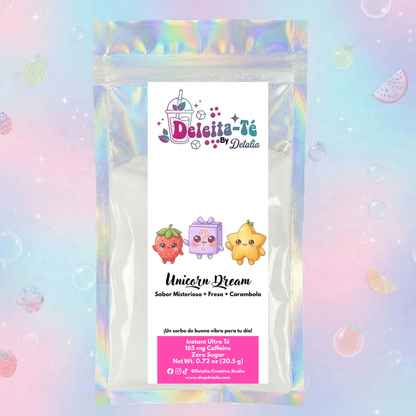 Unicorn Dream: Sabor Misterioso + Fresa + Carambola (Porción individual) Instant Ultra Té – Deleita-Té By Detalia