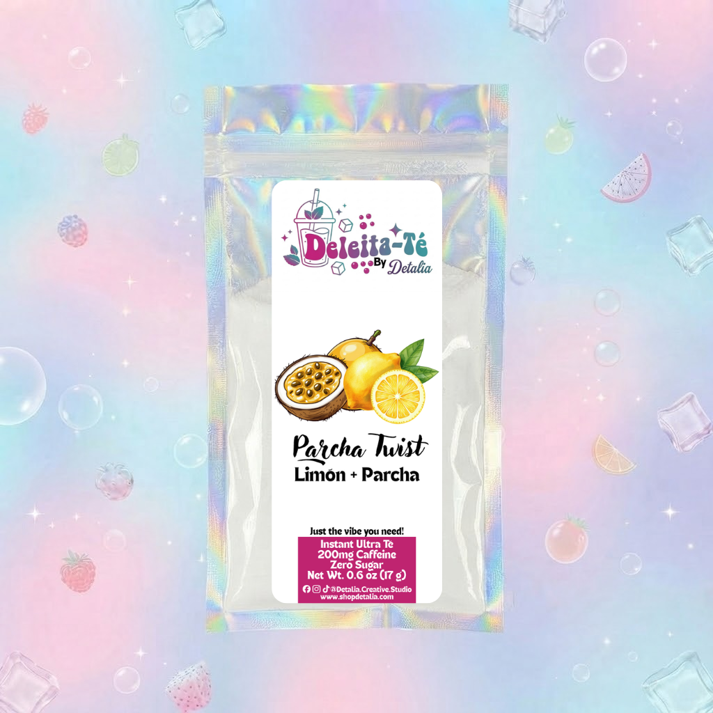 Parcha Twist: Limón + Parcha (Porción individual) Instant Ultra Té – Deleita-Té By Detalia